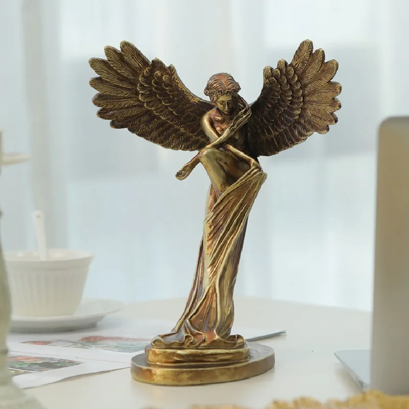 

Скульптура Ангела MEETYoui, поделки из смолы для дома, гостиной, крыльца, кабинета, настольные украшения, металлическая фигурка