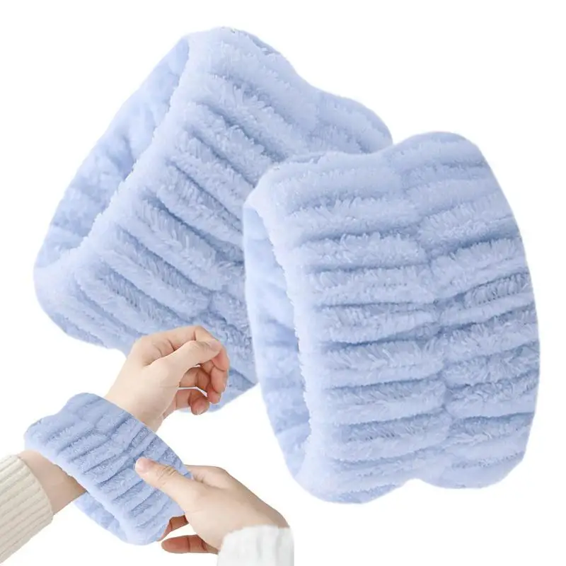 

2Pcs Wrist Spa Washband Microfiber Wrist Wash Towel Band Wristbands For Washing Face Absorbent Wristbands Fluffy Sweatband