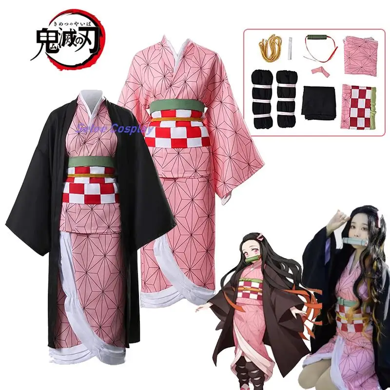 

Костюм для косплея Kamado Nezuko, кимоно из аниме «рассекающий демонов», костюм для взрослых и детей