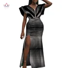 Bintarealwax 2022 женские платья с Африканским принтом Анкары, с глубоким V-образным вырезом, свободные аксессуары, Дашики, наряды, воск, платье для батика WY4186