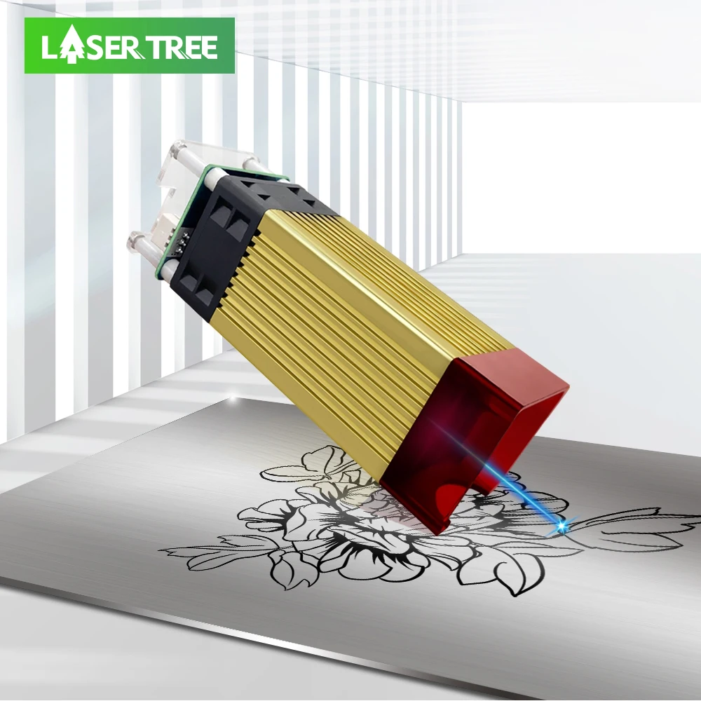 LASER TREE 40W Laser Module 450nm Fixed Focus TTL Blue Light Laser Head for CNC Engraving Cutting Machine Wood Working Tools