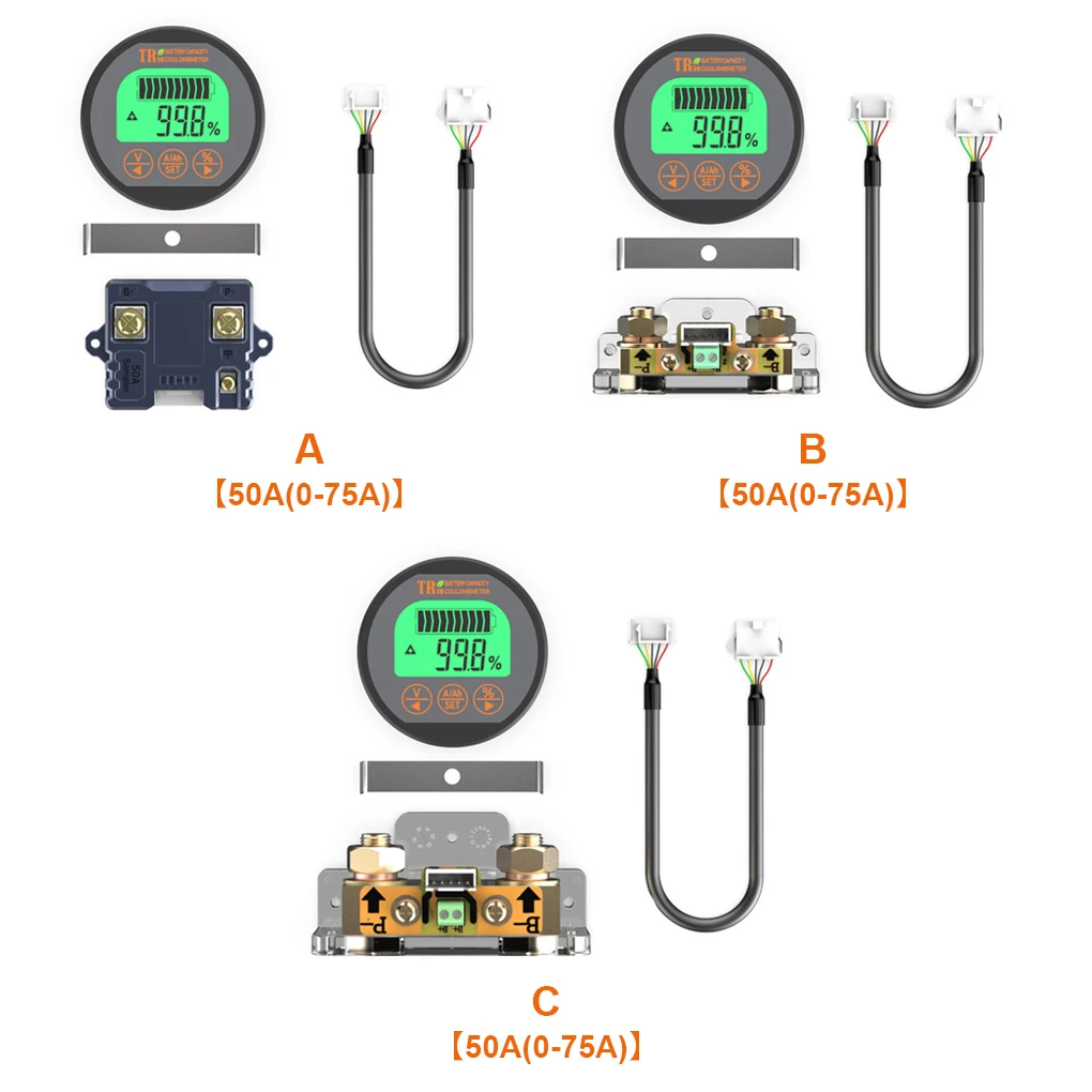 

RVs LCD Digital Battery Meter Electric Bicycle Cell Capacity Voltage Current Gauge Button Operation Accessories Type 3