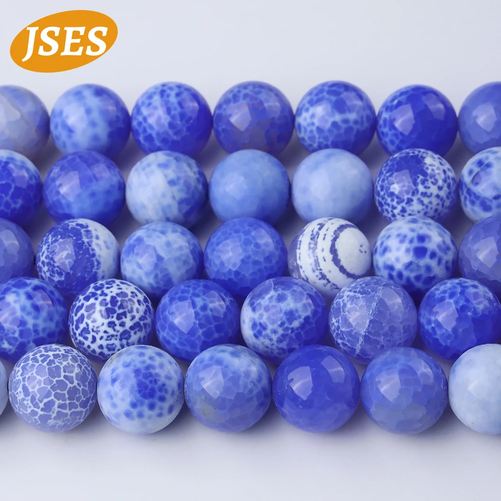 Круглые Бусины Из Натурального синего огненного агата незакрепленные бусины для