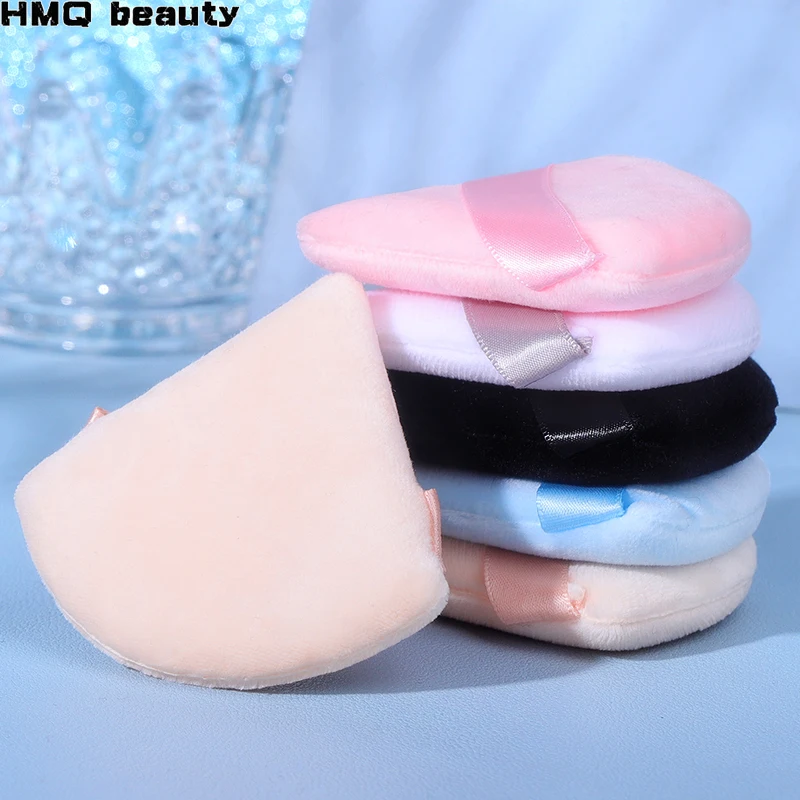 

5 Pcs Triangle Velvet Powder Puff Mini Soft Multi Color Option Cosmetic Tool Pure Cotton Washable Fashionable Makeup Tools