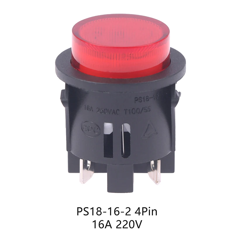 

Красный кнопочный выключатель с Φ 4 контактами, сенсорный выключатель питания 16 А, 250 В, Электрический круглый клавишный выключатель 28*23,2 мм