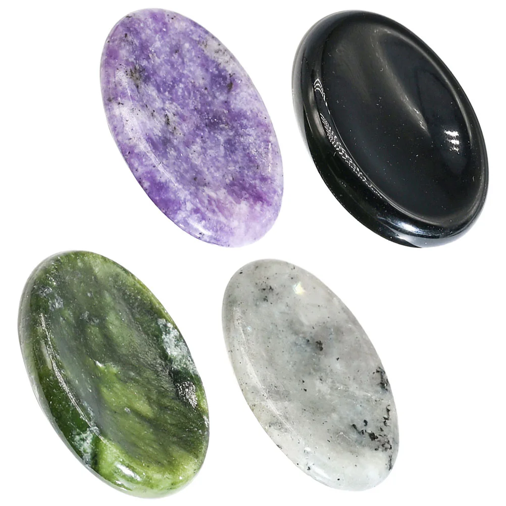 

4Pcs Crystal Thumb Thumb Scraping Plate Crystal Stone Stress Worry Stone