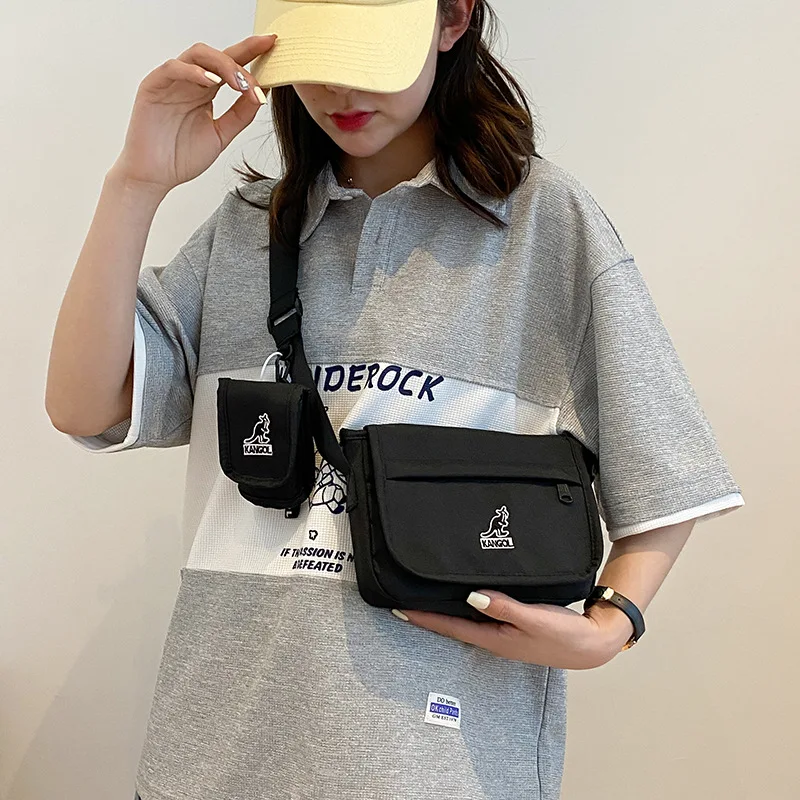 KANGOL Canvas Shoulder Bag Embroidery Logo Messenger Bags Commuting for Men and Women Crossbody Bags Casual Mini Shoulder Bags
