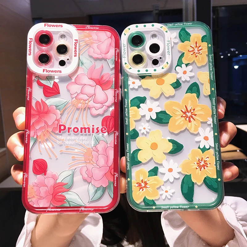 

Fashion Floral Leaf Clear Phone Case for iPhone 13 Pro Max 12 11 XR XS 7 8 Plus SE 2020 Shockproof Soft Camera Protection Cover