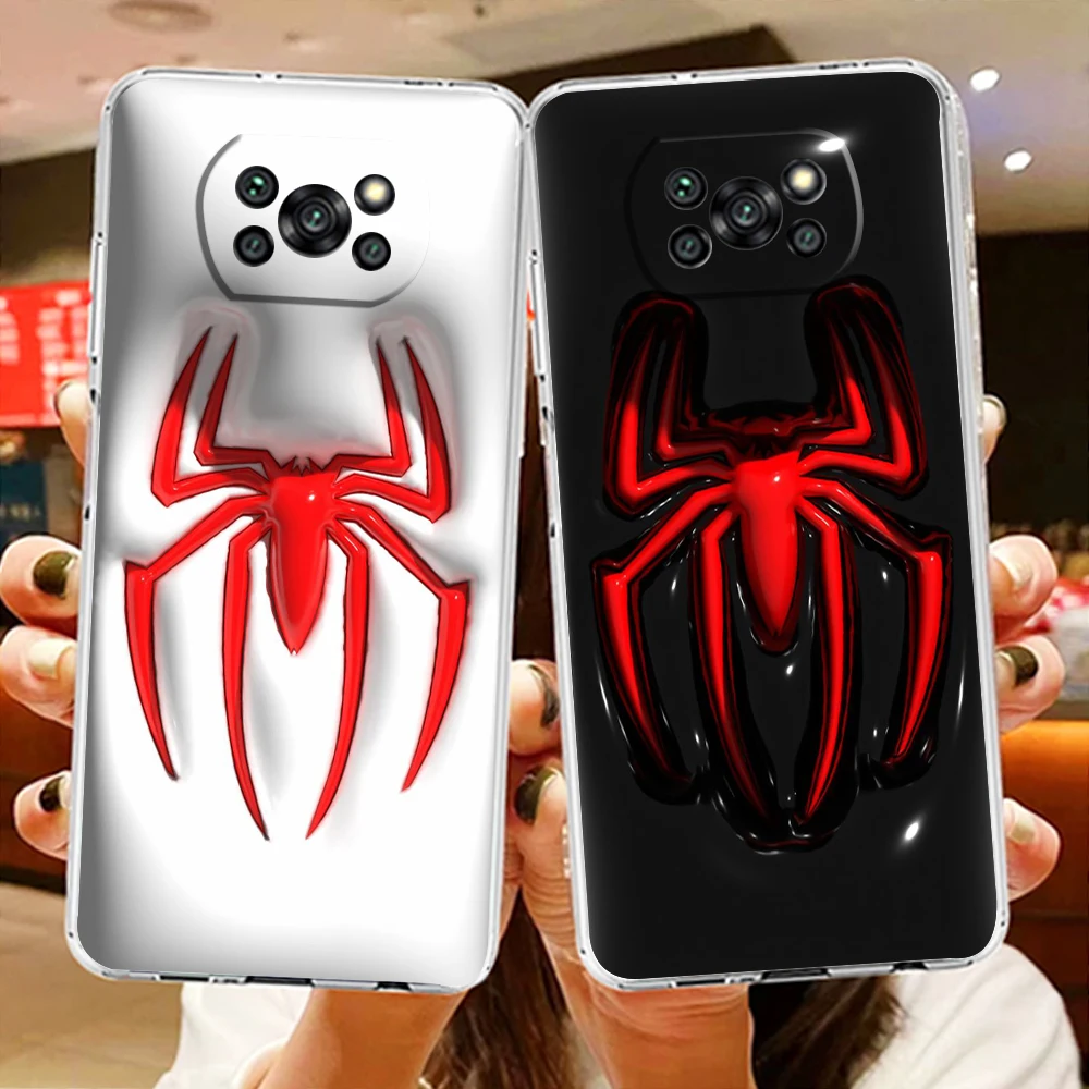 

3D Visual Marvel SpiderMan Phone Case For Xiaomi Mi Poco X5 X4 X3 NFC F4 F3 GT M5 M5s M4 M3 Pro C50 C40 5G Transparent Cover