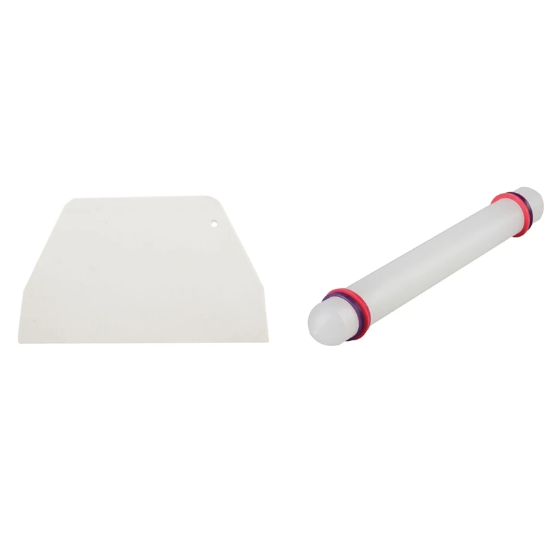 

Flat White Plastic Cake Decorator Dough Pastry Scraper Tool With 23 Cm / 9Inch Non-Stick Sugarcraft Fondant Rolling Pin