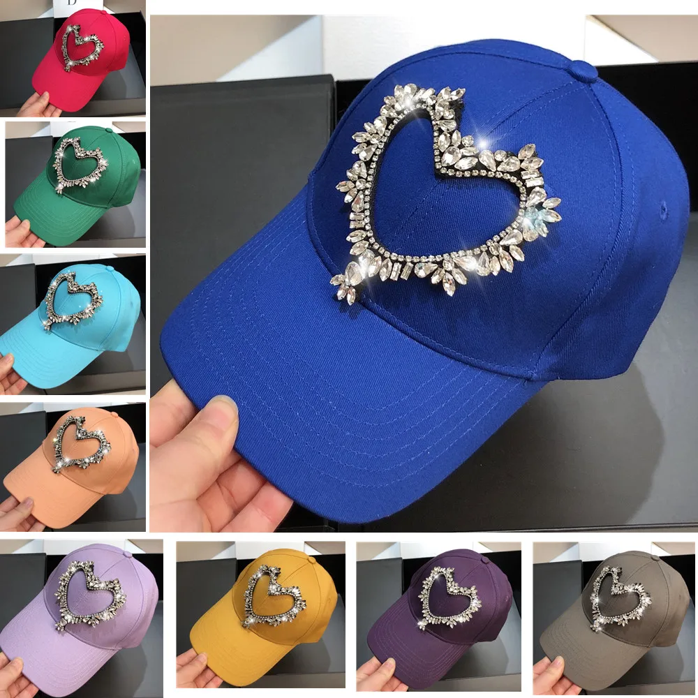 Heavy-duty sewing and drilling love baseball cap high-quality large version peaked cap daily casual hat light luxury women's hat