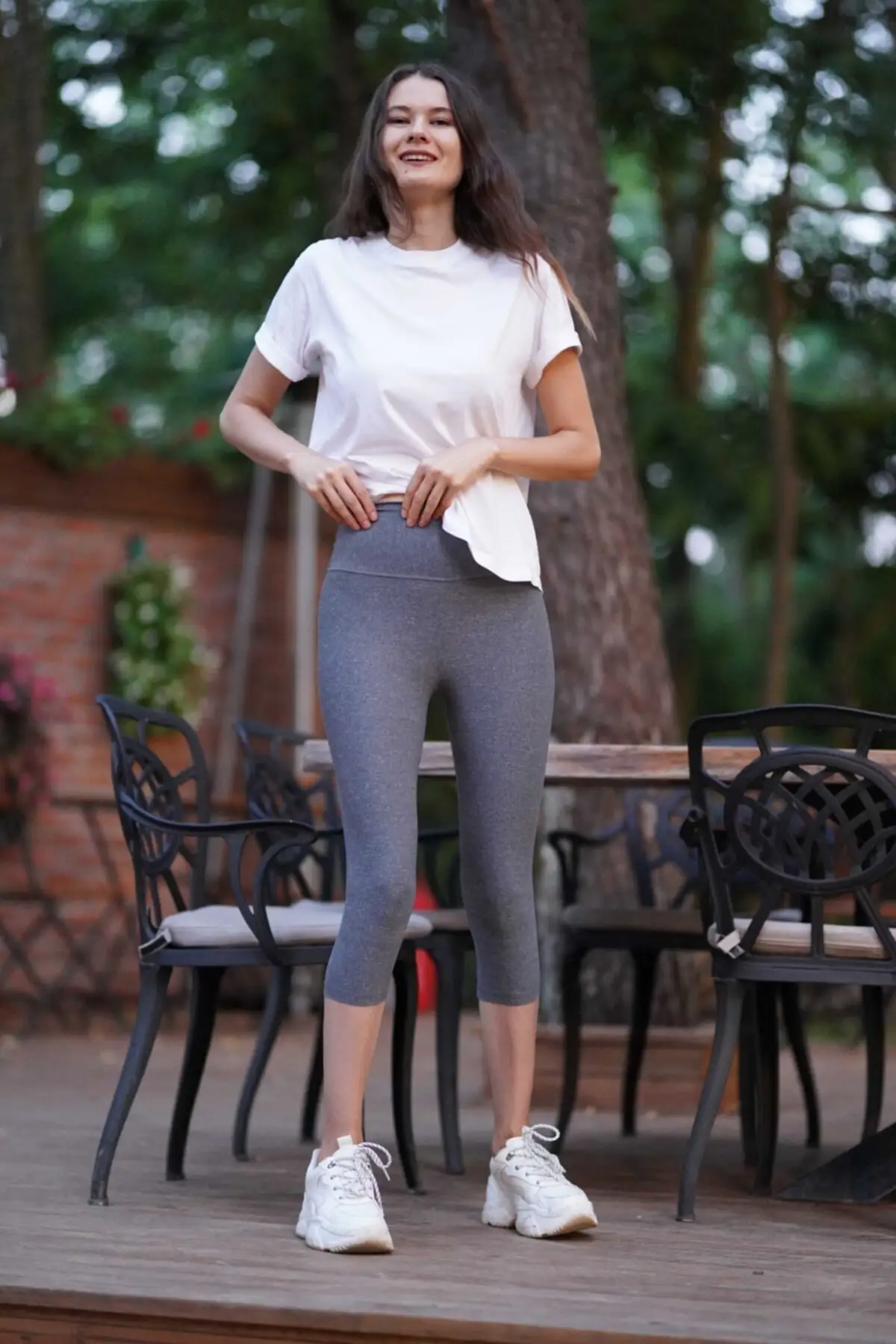 

Women's Leggings Yoga Pants Capri Leggings Gray Canopus Fitness Sport Butt Lifting Tights Sexy Stretch