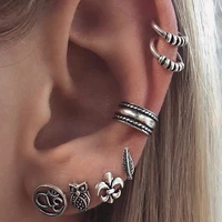 hip hop rock punk earrings set for women vintage gothic jewelry silver colorear clip stud earrings accessories