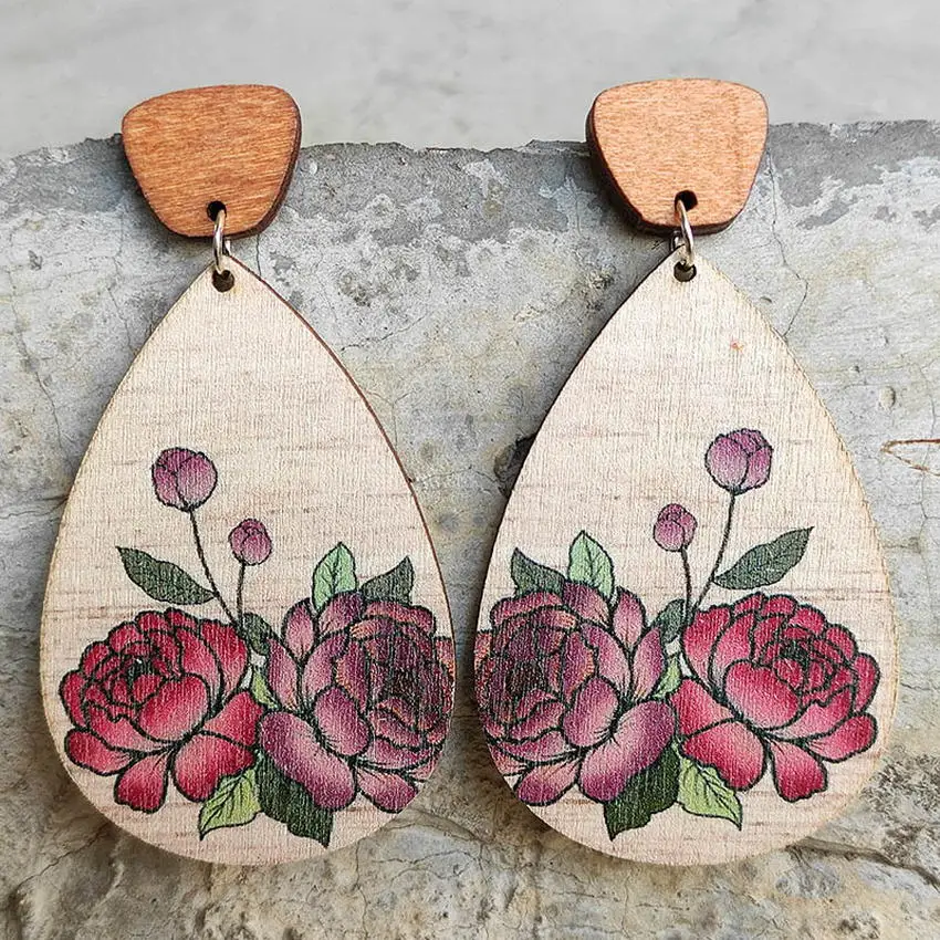 Женские серьги из искусственной древесины с УФ-принтом |