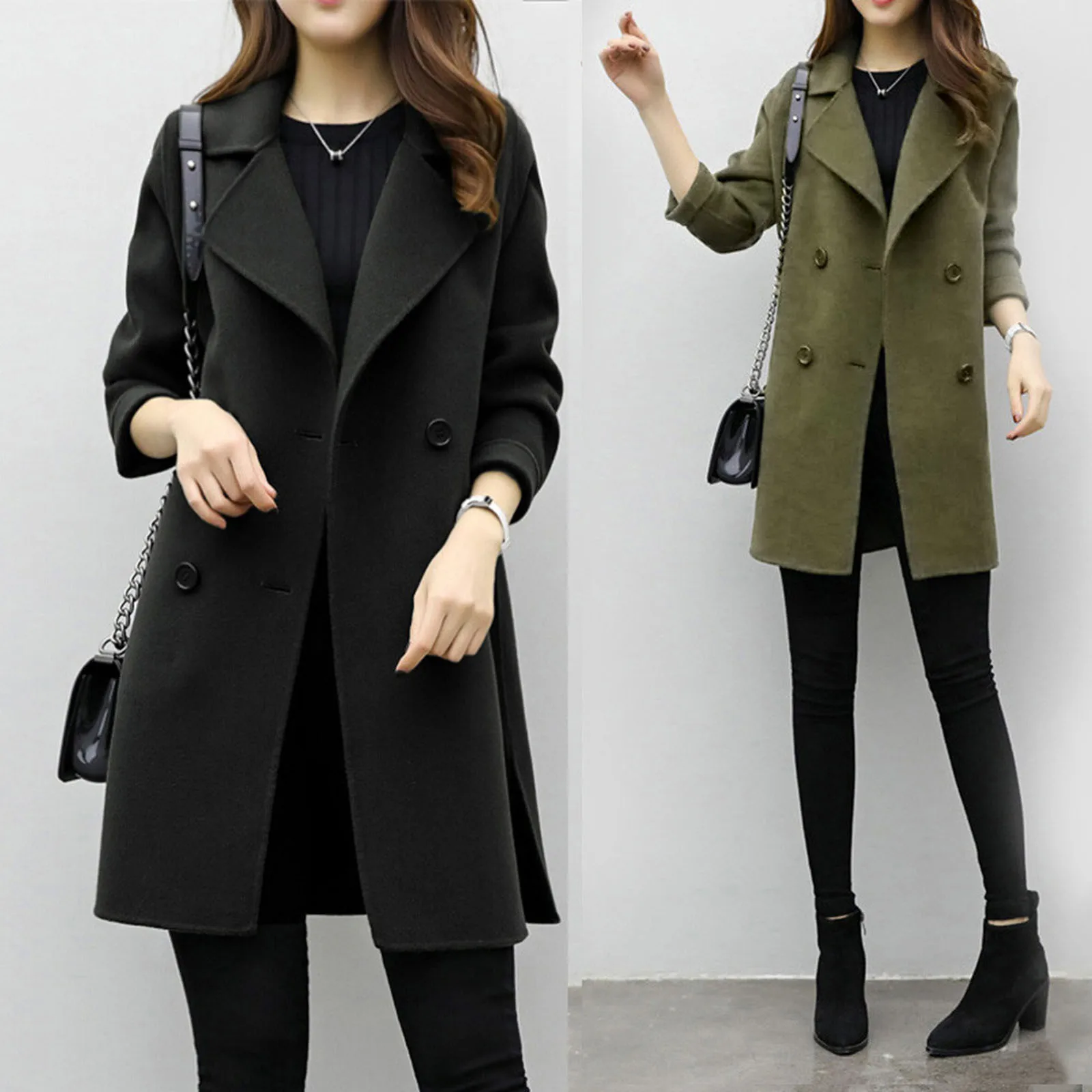 

Женская осенне-зимняя куртка, пальто, зеленая длинная повседневная женская верхняя одежда, облегающий кардиган, зимнее теплое пальто, пальт...