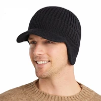 winter mens hat thick windproof sun visor hat outdoor riding warm ear protection knitted hat male baseball cap