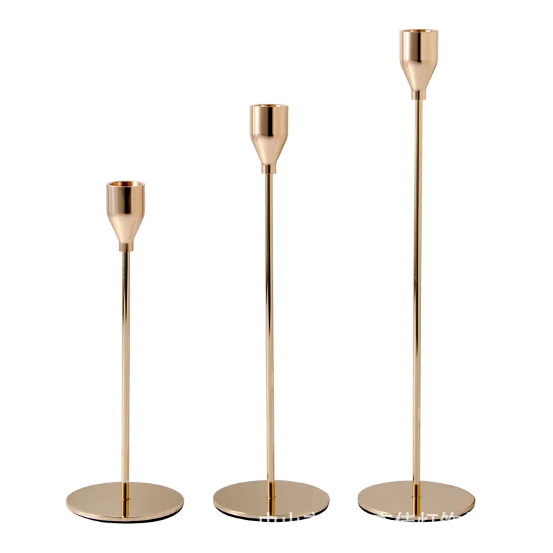 

3 piece set Metal Candle European Style Holders Simple Wedding Decoration Bar Party Living Room Decor Home Table Candlestick