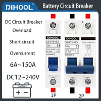 dc12v 24v 48v 36v 72v dihool mcb battery pv solar protector mini dc circuit breaker dz47 dc positive negative switch isolator