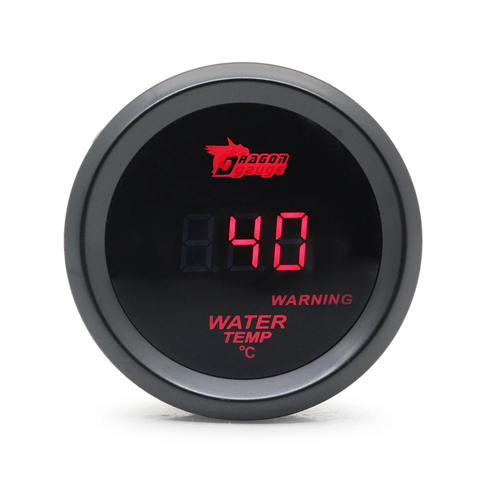 

52 мм Датчик усиления/температуры воды/температуры масла/масляного пресса/напряжения/тахометра цифровой Красный светодиодный черный чехол