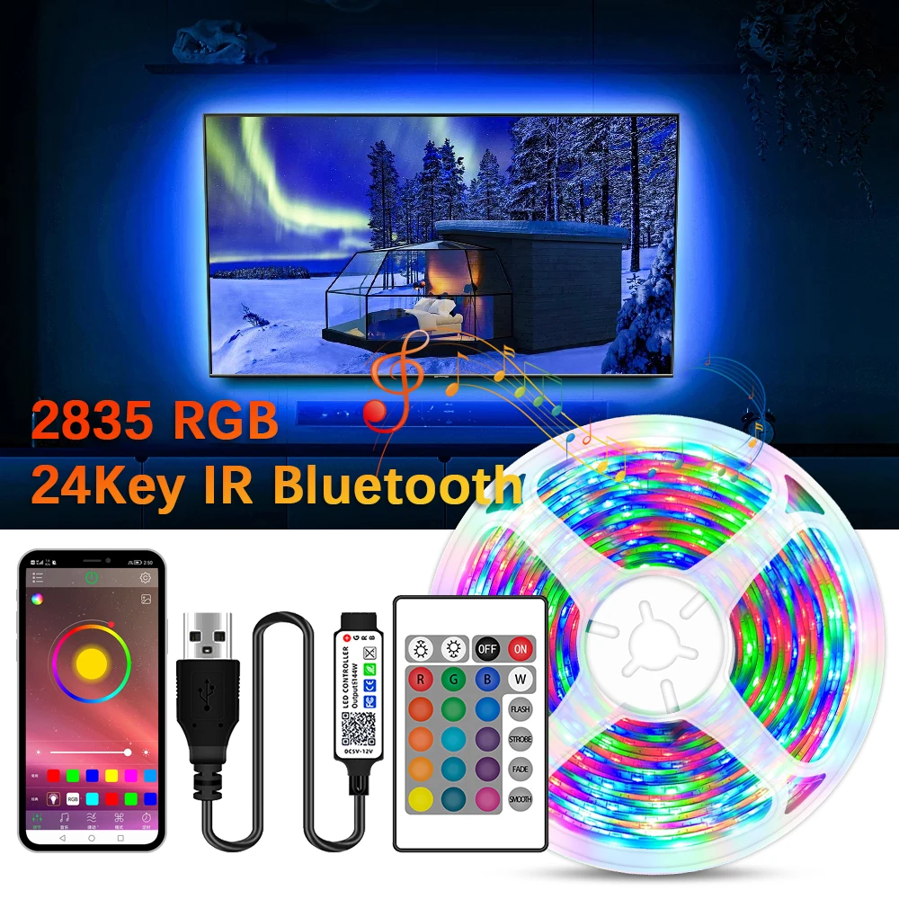 Светодиодная Rgb лента, неоновые лампы с USB, Bluetooth, для украшения комнаты, спальни, кухни, сада, дома