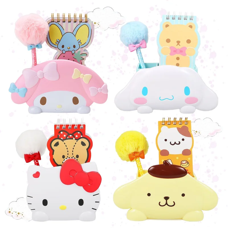 

Anime My Melody Cinnamoroll KT Cat Purin Dog Cartoon Cute Pen Holder Kawaii Notepad Gel Pen Storage Box Children Birthday Gifts