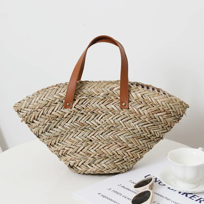 Large Woven Straw Bag Tote Women Shoulder Bag Luxury Brands Rattan Beach Bags Bohemian Travel Shopper Purse Handbag 2022 Summer