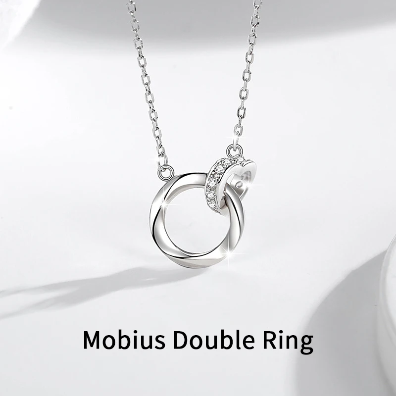 

Mobius Ring 999 Silver Necklace Women's Niche Design Light Luxury Collar Chain 520 Valentine's Day Love Pendant