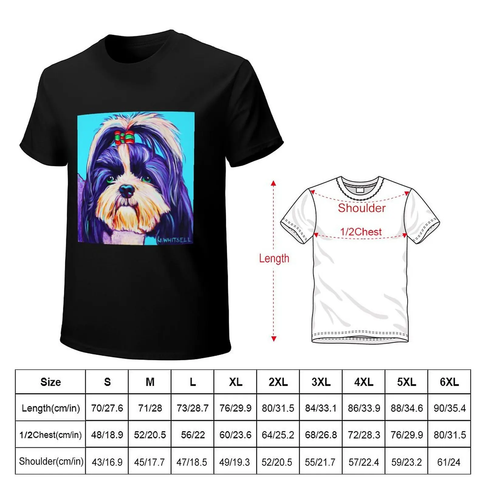 Красочный веселый Shih Tzu- J. Футболка мужская с принтом животных х/б
