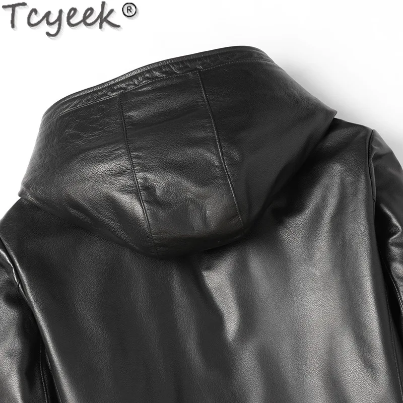 Tcyeek Мужские куртки из натуральной кожи Натуральный серебристый синий норковый