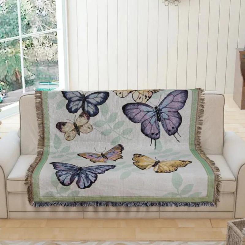 

Flower Casual Blanket Single Sofa Chair Decorative Throw Blanket Cover Wall Carpet Tapestry Woven Thread Blanket Nap For Bed Mat