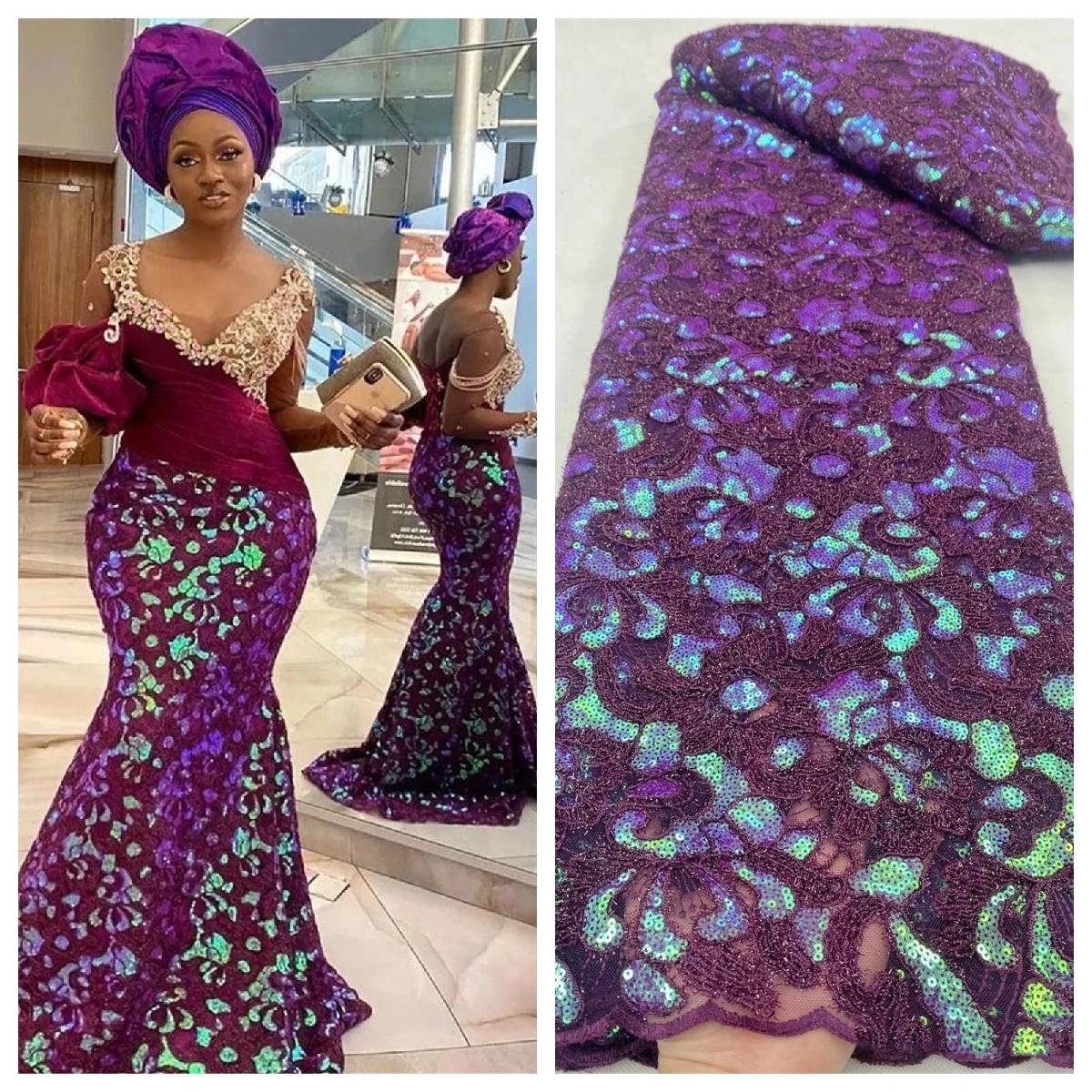 

African Lace Fabric 2022 High Quality Sequence Material Latest Nigerian French Sequins Lace Fabric For Party Dress 4828B