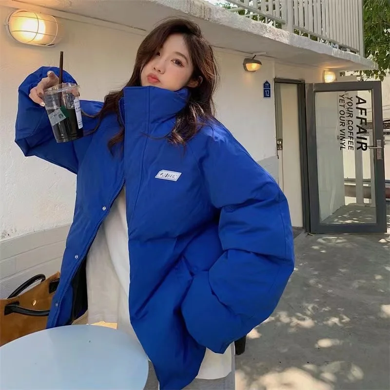 Germinate Chic Cotton Padded Women Klein Blue 2022 Winter Warm Loose Solid Thicken Female Coats