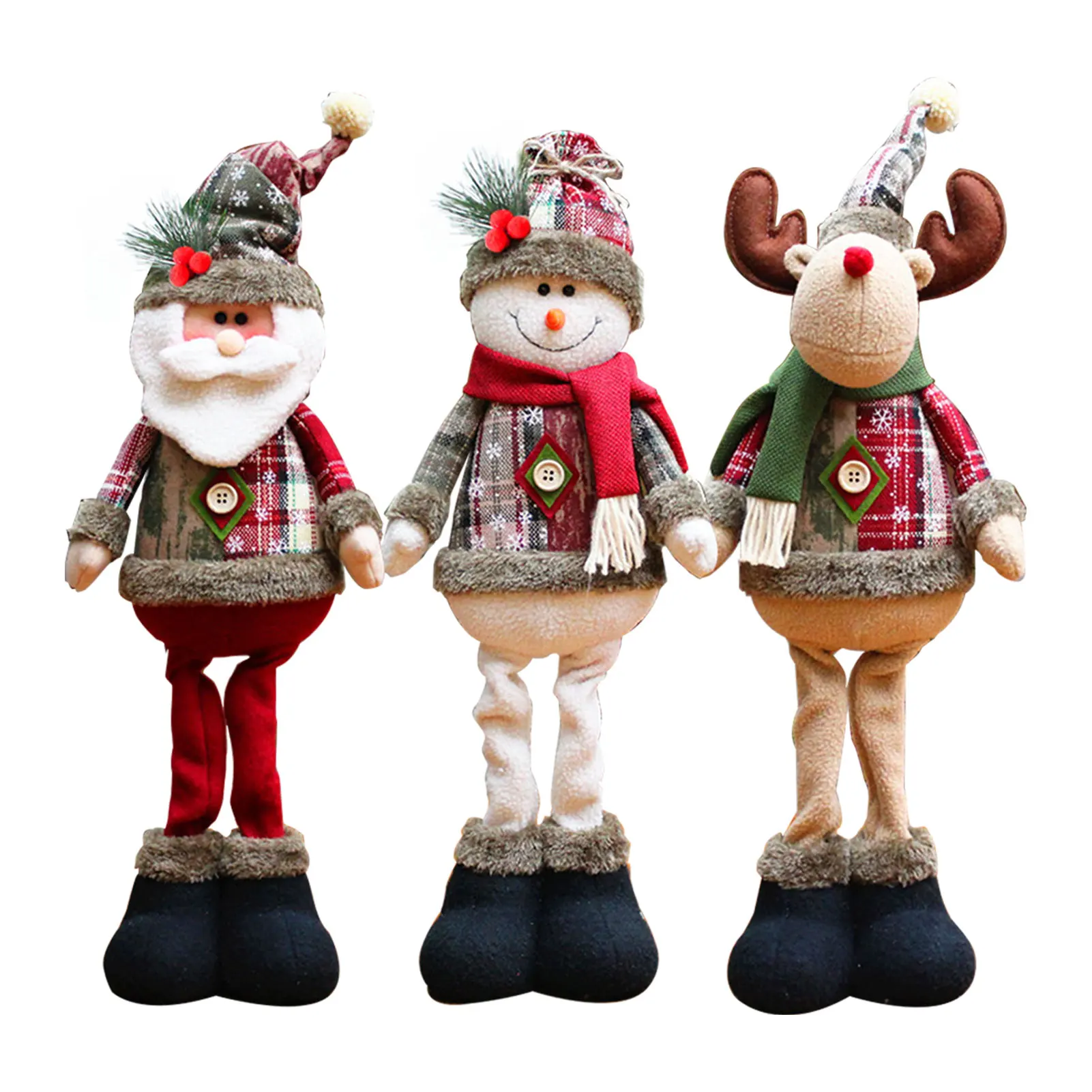 

3pcs/set Home Snowman Elk Portable Gift Festival Free Standing Ornament Crafts Santa Doll Christmas Decor Holiday Desktop