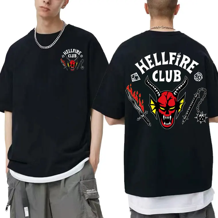 

Funny Stranger Things 4 Hellfire Club Printing T-shirt Men Women Oversized Tshirt Loose Mens Streetwear Man T Shirt Short Sleeve