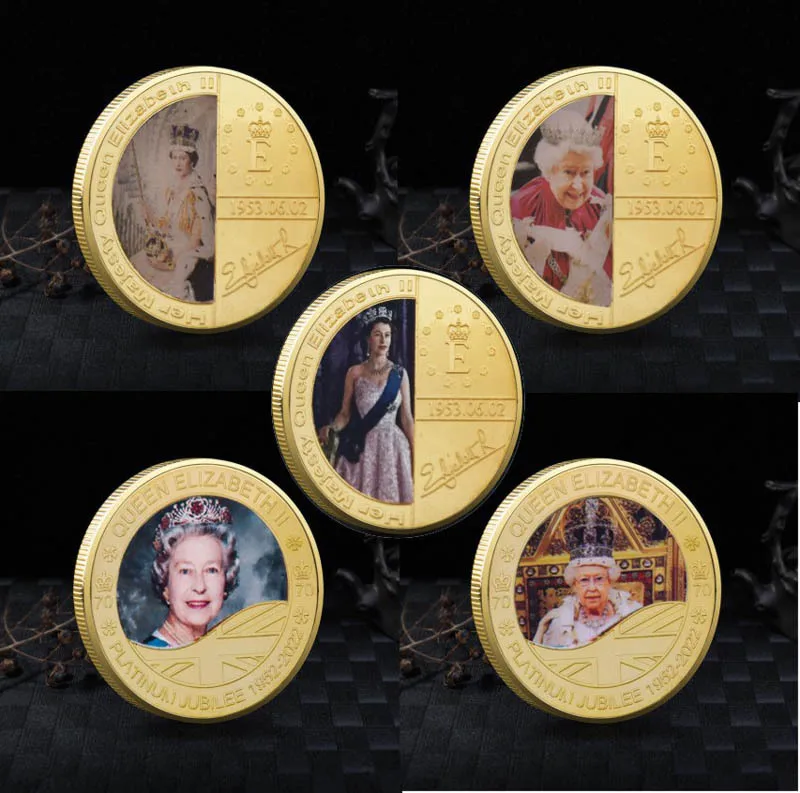 

Queen Elizabeth II Challenge Coin Her Majesty's Gold-plated Commemorative Coin Collection Decorative Handicraft Gift