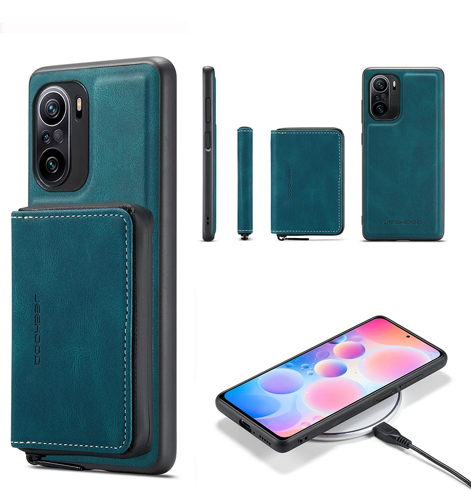 

JEEHOOD Luxury Magnetic Split body high-capacity Leather Phone Case For XIAOMI Mi 11T 11TPro/Poco F3/Mi 11i/Redmi Note11 ProPlus