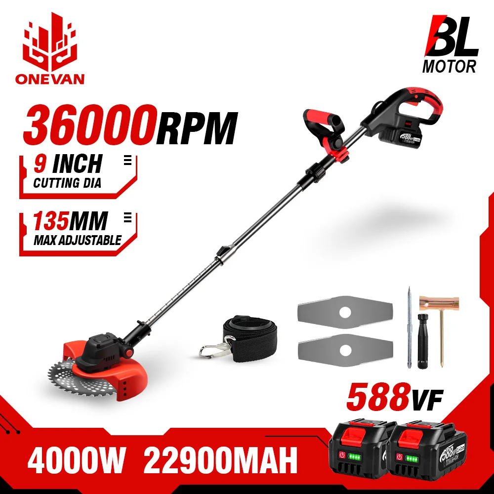 OENVAN 4000 Вт бесщеточная электрическая газонокосилка, беспроводной триммер для травы, машинка для подрезки живой изгороди, садовая мощная Обрезка для батареи Makita 18 в