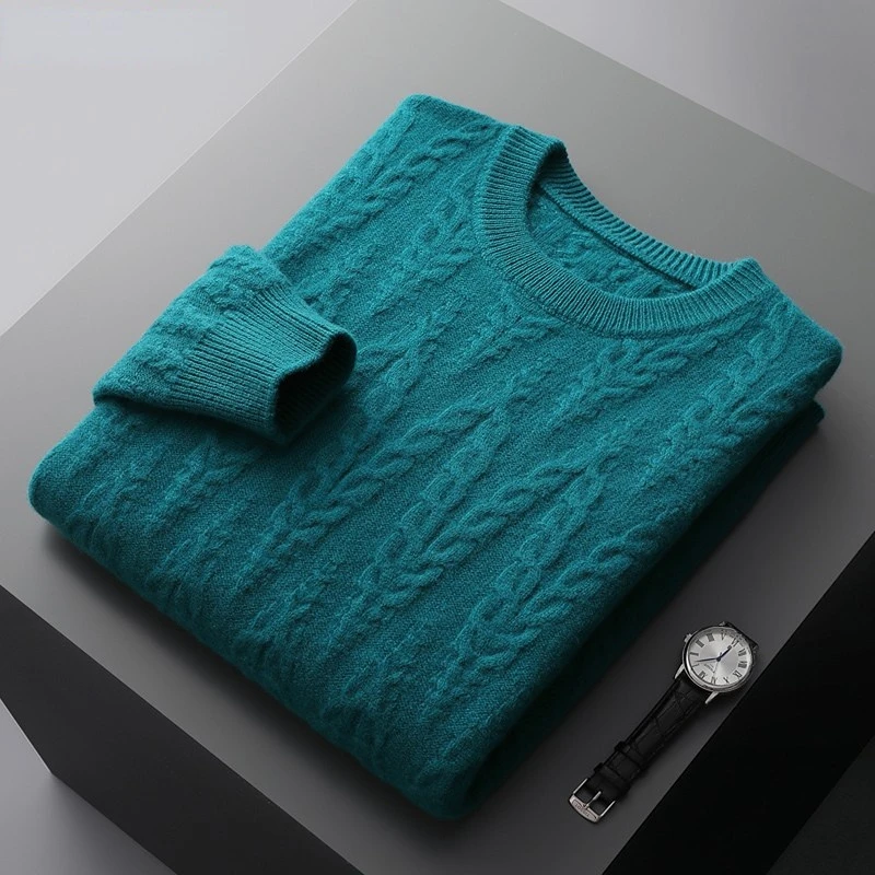 Winter 100% Cashmere Sweater Men's O-Neck Loose Pullovers Fashion New Large Size Sweaters Youth Thicken Knit Base Shirts
