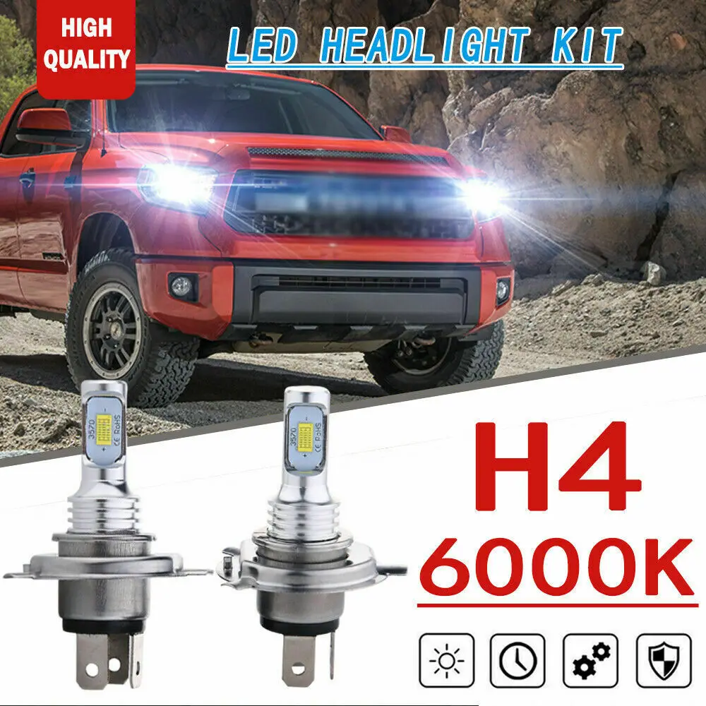 2x 70W H4 9003 HID White LED Headlight Conversion Kit Toyota Tundra 2000-2020 Tacoma 1998-2015 Hilux 1983-2014 HiAce 2005-2018