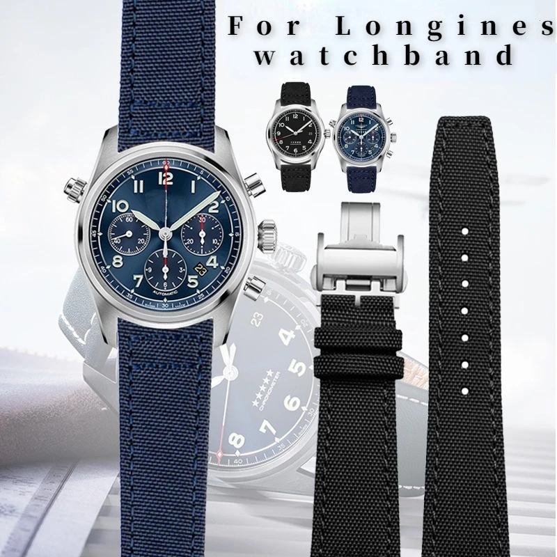 

Ремешок спортивный для Longines pioneer Sports L3.810/L3.820, брезентовый спортивный браслет для мужских наручных часов, аксессуары с кожаным дном, 20 мм 21 мм 22 мм