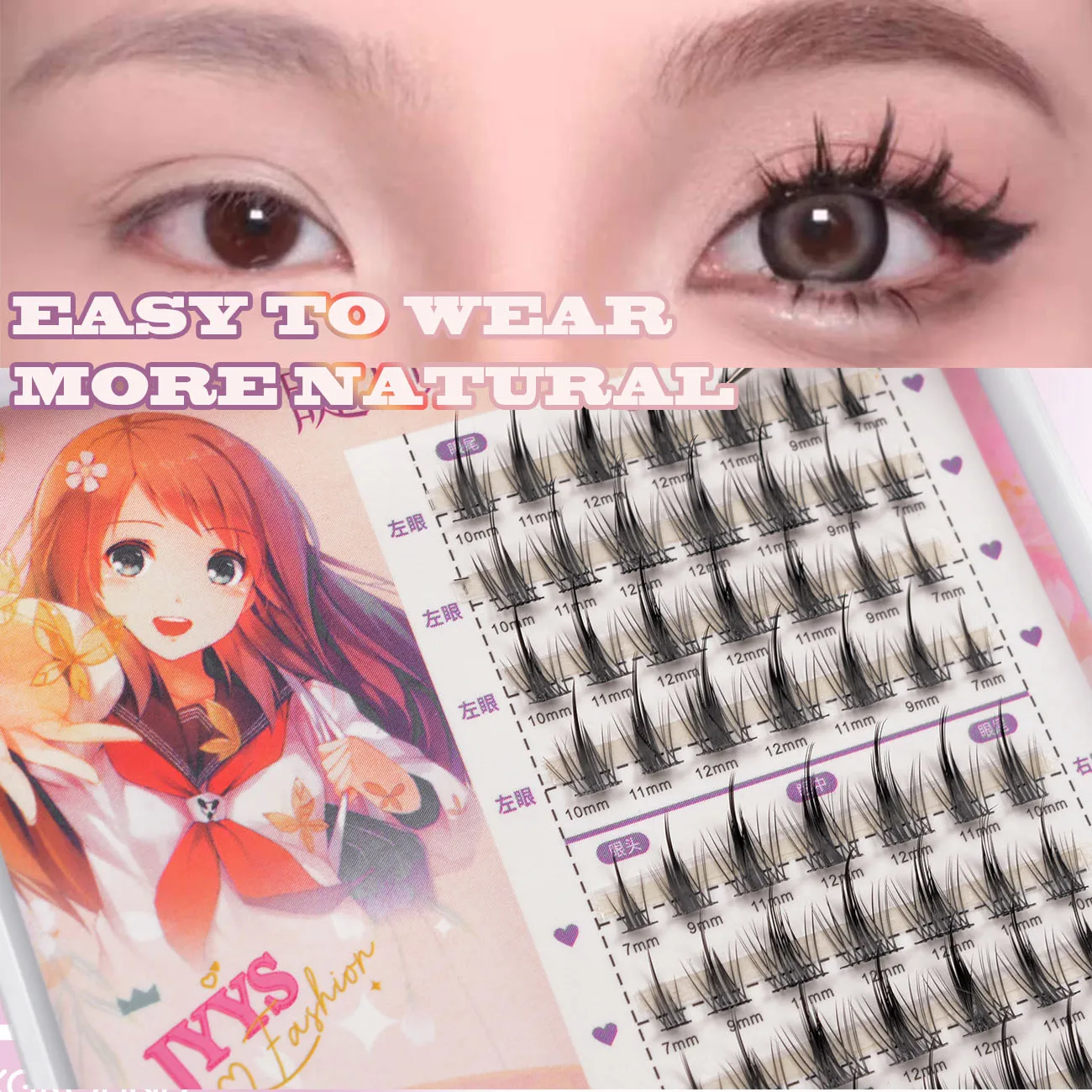 False Eyelashes Individual Lash Clusters Manga Fluffy Soft Natural Anime Lashes Extension Supplies Beauty Makeup Product Kit