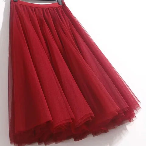 3 Layers 85cm Black Pleated skirt Sexy Midi Tulle skirt High Waist Full Lining Adult Tutu Korean Style Women Jupe Femme Faldas