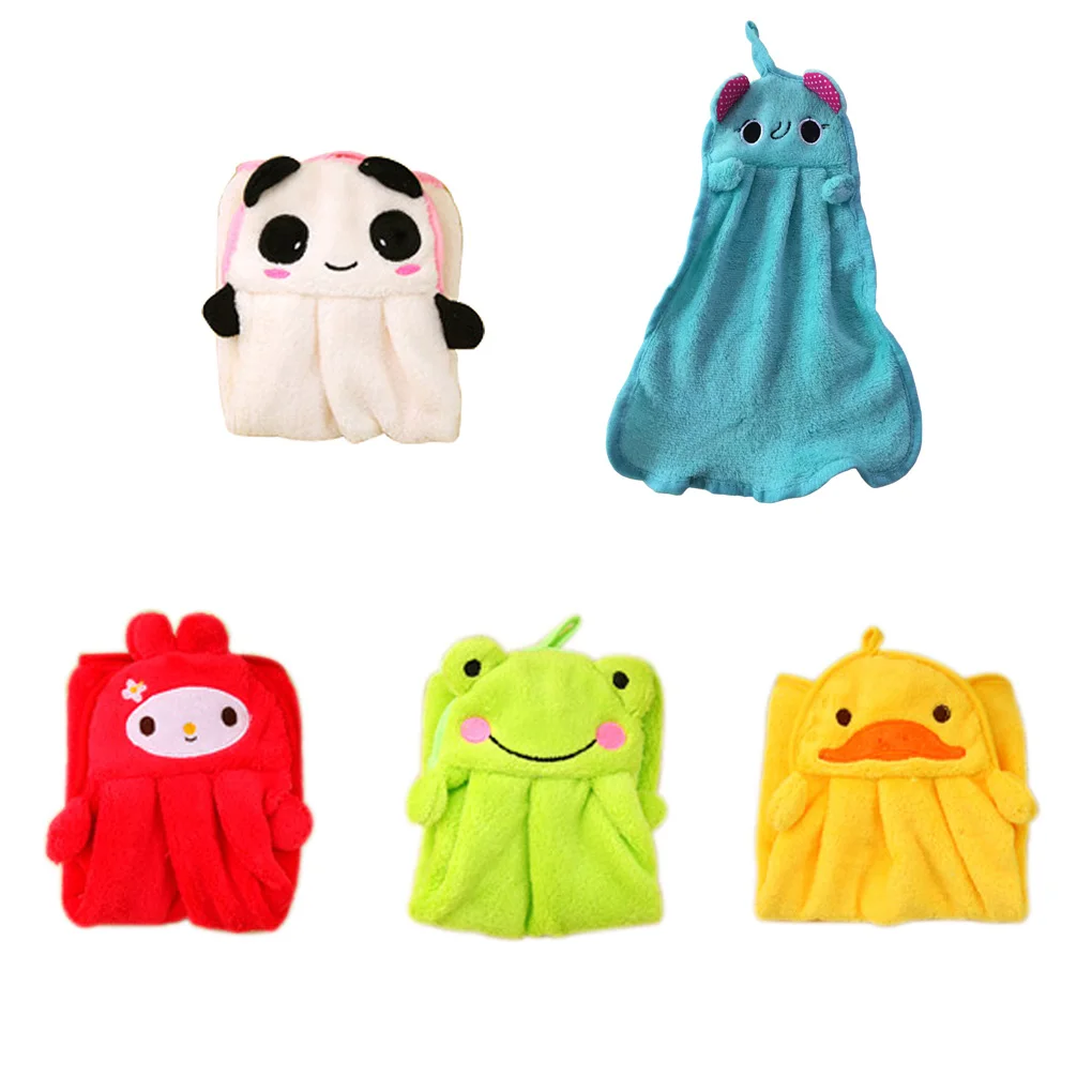 

Экологичное мягкое бархатное полотенце карамельных цветов с мультяшными животными можно повесить на кухню