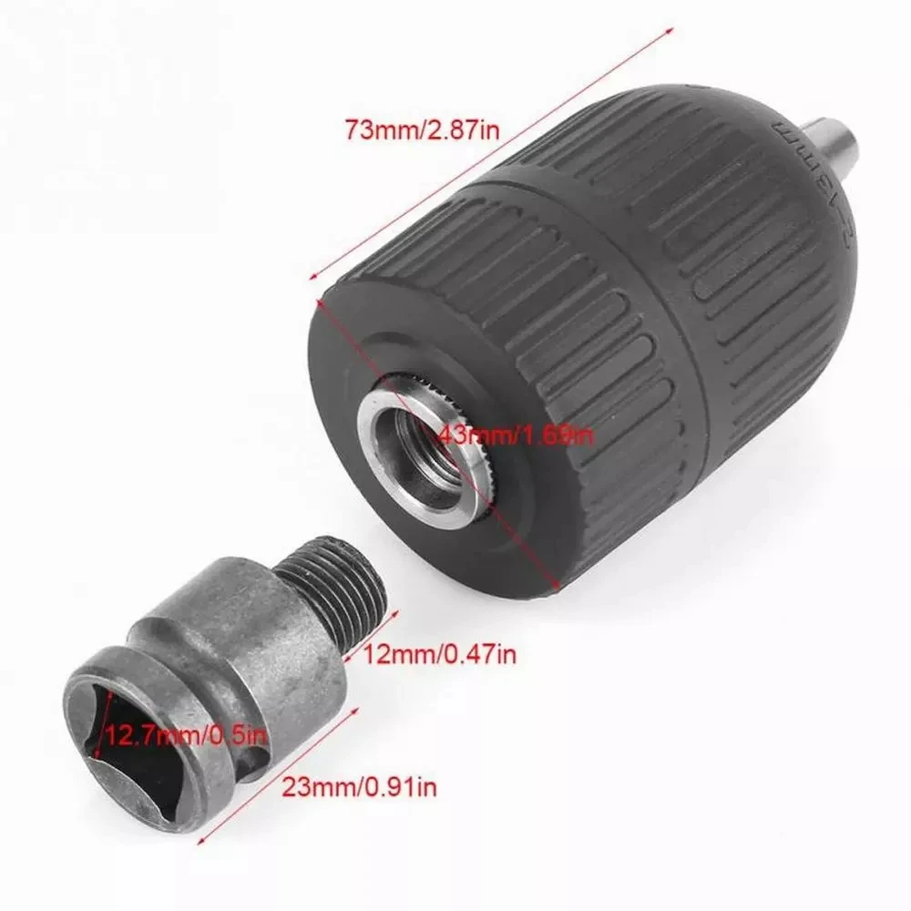 

1/2 20UNF Drill Chuck 1/2 Chuck Adapter 2-13 Mm Capacity Keyless Chuck 2-13mm Clamp Range For Impact Wrench Conversion