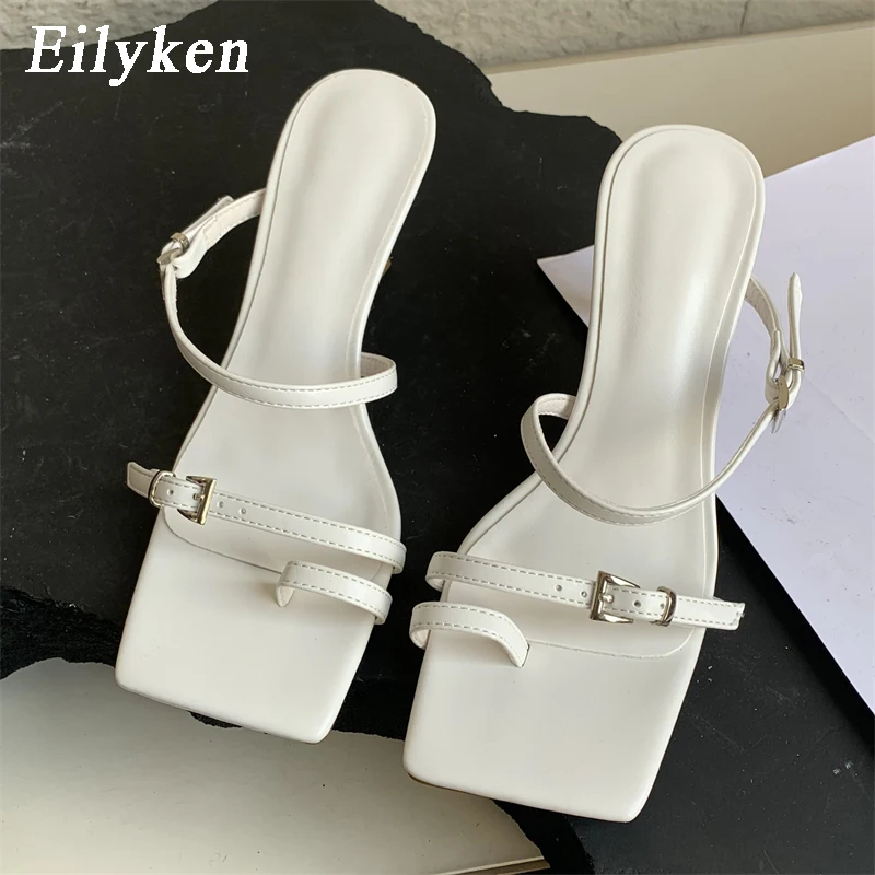 

Eilyken/Новинка 2023 года; Летние женские шлепанцы; Модные женские босоножки на высоком тонком каблуке; Модельные туфли-шлепанцы с открытым носко...