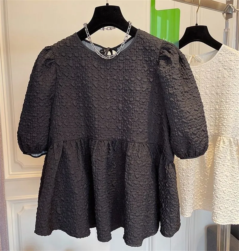 

Chic Puff Sleeve Women Doll Blouse Casual O Neck Sweet Shirt Korean 2022 Summer New Mujer De Moda Solid Blusas Tops I295