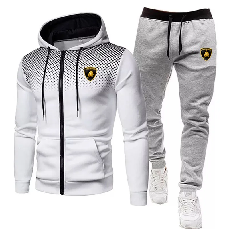 

2022 autumn and winter new men's hoodie + pants Harajuku tracksuit sport shirt Casual sports suit Lamborghini brand sportswear
