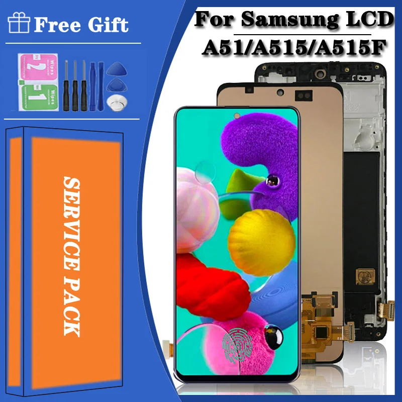 Super AMOLED для Samsung Galaxy A51 A515 ЖК-дисплей A515F/DS A515FD A515 ЖК-дисплей сенсорный экран Замена A515F дисплей
