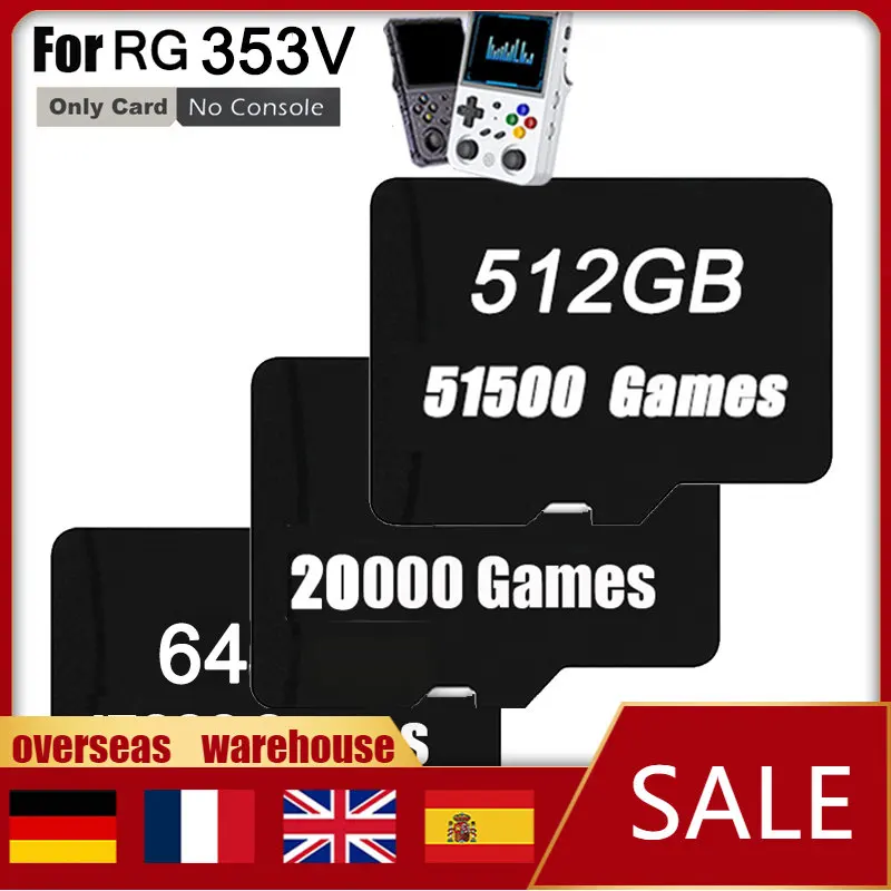 512GB TF Card Preloaded Games for ANBERNIC RG353 RG353VS Bag SD Card ONLY 53000 Games for 512G 256G 128G 64G Retro Handheld Game