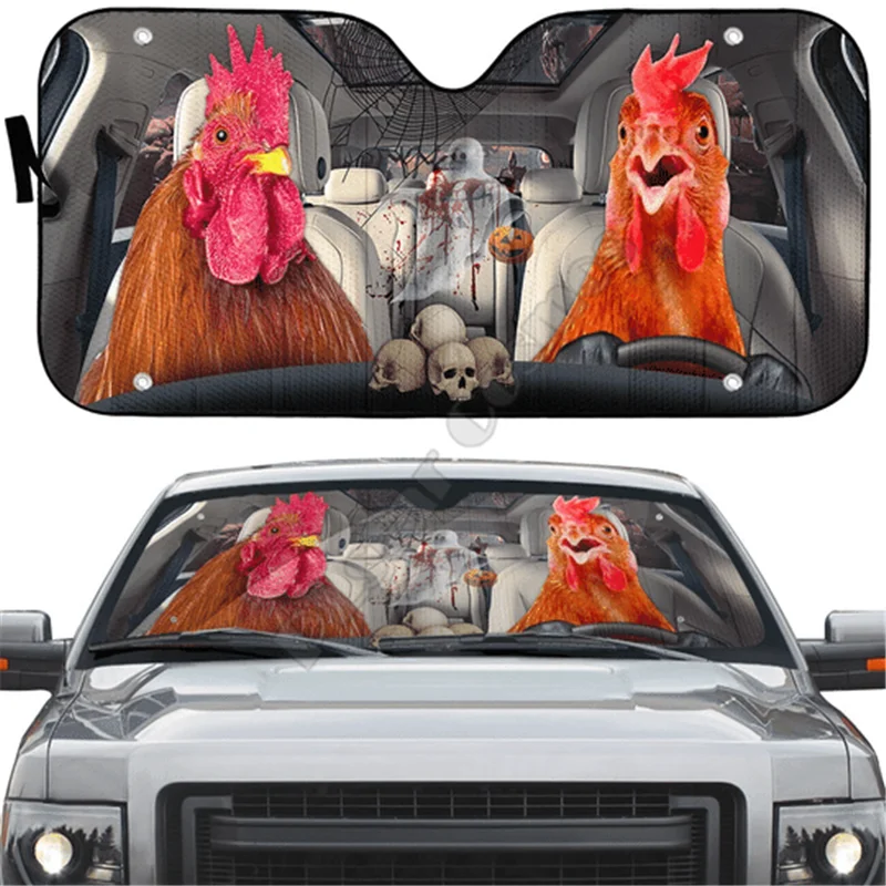 

Halloween Chicken Rooster 3D Printed Car sunshade Auto Sun Shade for Car Truck Decor Windshield Sunshade,Blocks UV Rays Sun